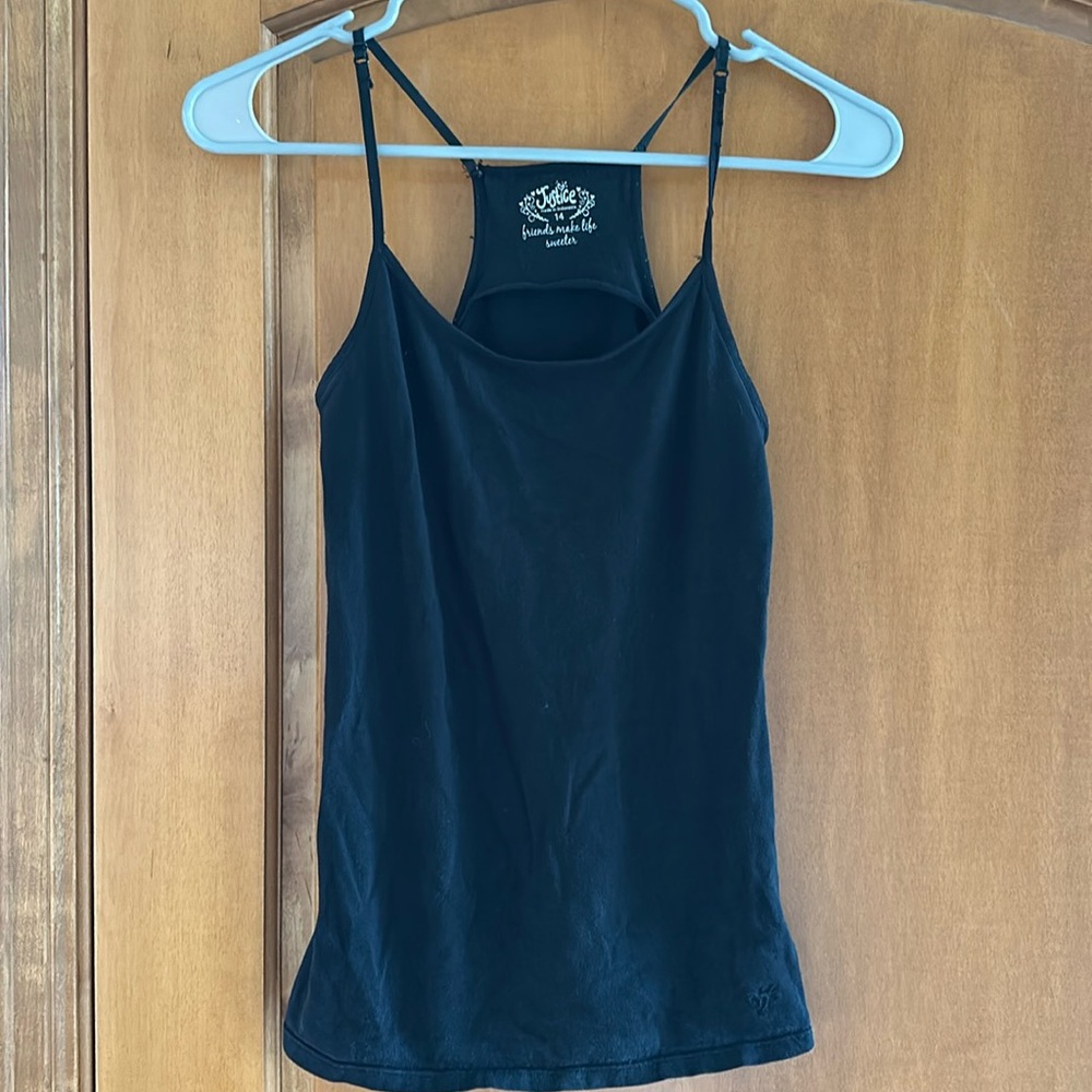 Justice Girls Black Adjustable Strap Cami unlined Size 14